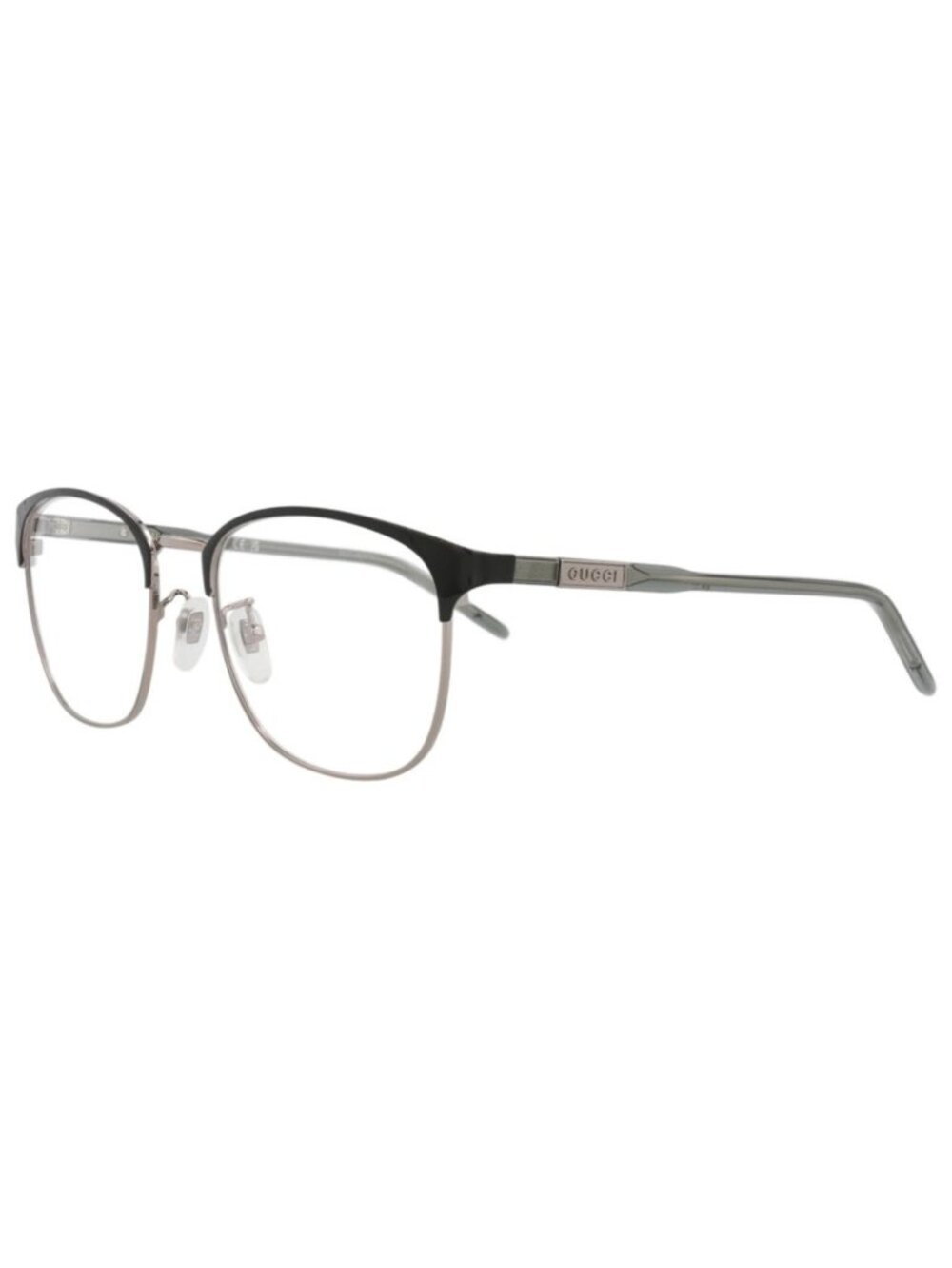 New Gucci Women's Eyeglasses Square Rectangle Metal Frame Mens Ruthenium Grey